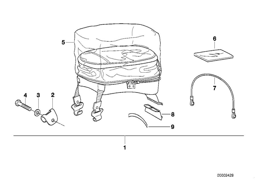 Diagram tank-top bag for your 2004 BMW R1150RT   