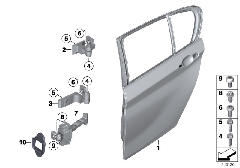 Diagram Rear door - hinge/door brake for your BMW 330iX  