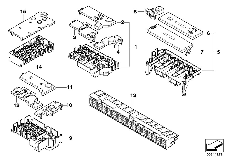 Diagram Single components for fuse box for your BMW