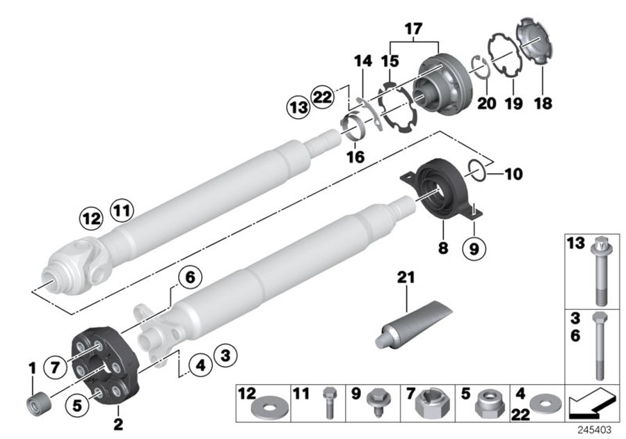 Diagram DRIVE SHAFT-CEN.BEARING-CONST.VEL.JOINT for your 2018 BMW M550iX   
