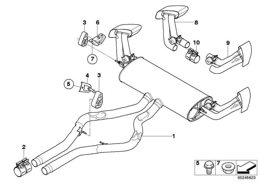 Diagram Exhaust system, rear for your 2004 BMW 330Ci   