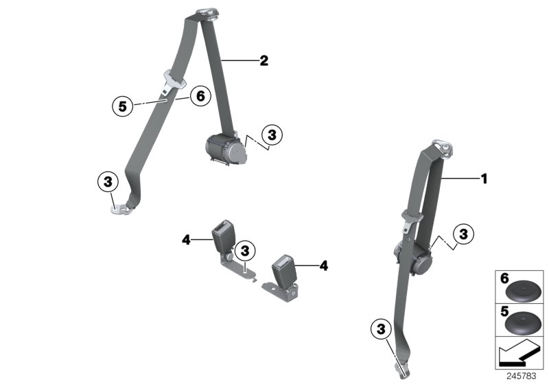 Diagram SAFETY BELT REAR for your BMW