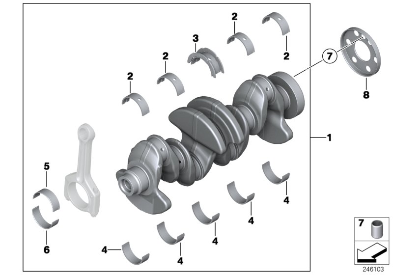 Diagram Crankshaft With Bearing Shells for your 2013 BMW 528iX   