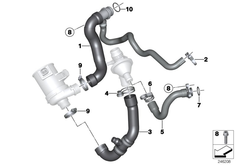 Diagram Cooling System Water Hoses for your 2010 BMW Hybrid X6   