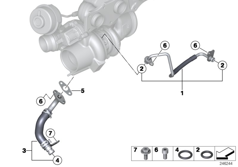 Diagram Oil supply exhaust turbocharger for your 2012 BMW 750LiX   