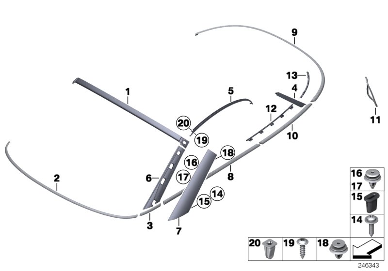 Diagram Exterior trim / grill for your MINI