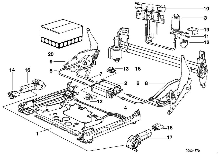 Diagram Front seat rail ELECTRICAL/SINGLE parts for your 2007 BMW M6   