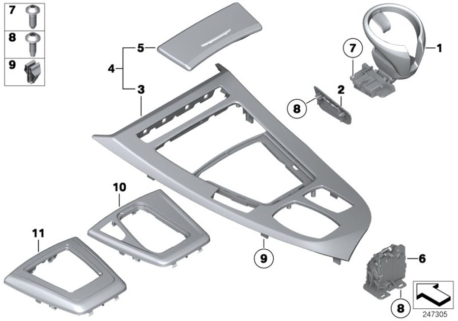 Diagram Mounting parts, center console for your 2008 BMW M6   