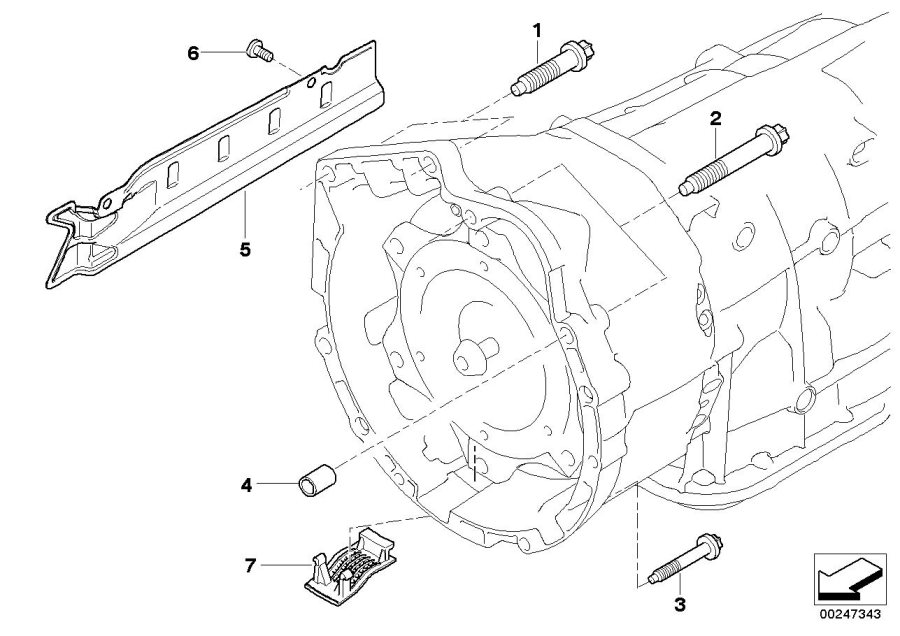 Diagram Gearbox mounting parts for your BMW