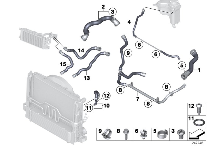 Diagram Cooling System Water Hoses for your 2005 BMW 525i   