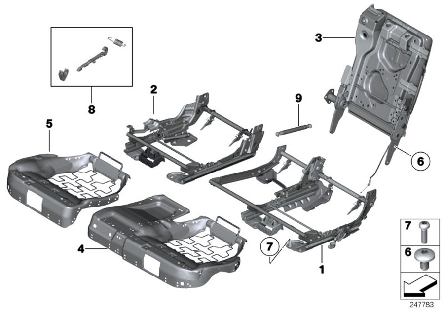 Diagram Seat, rear, seat frame for your 1995 BMW