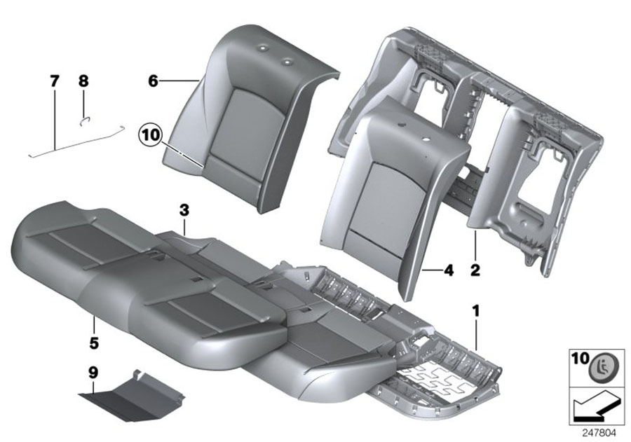 Diagram Seat rear, upholstery & cover base seat for your BMW