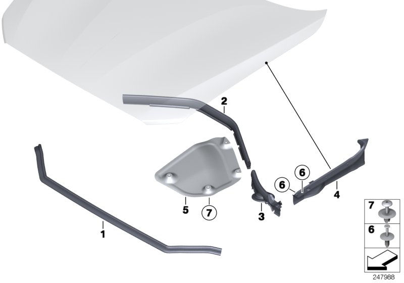 Diagram Hood seals for your BMW