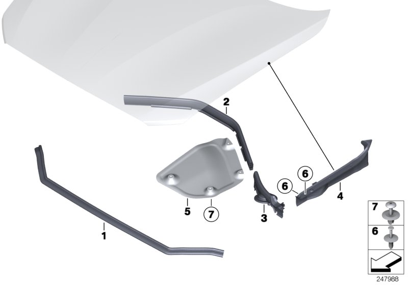 Diagram Hood seals for your 2021 BMW M240iX  Coupe 