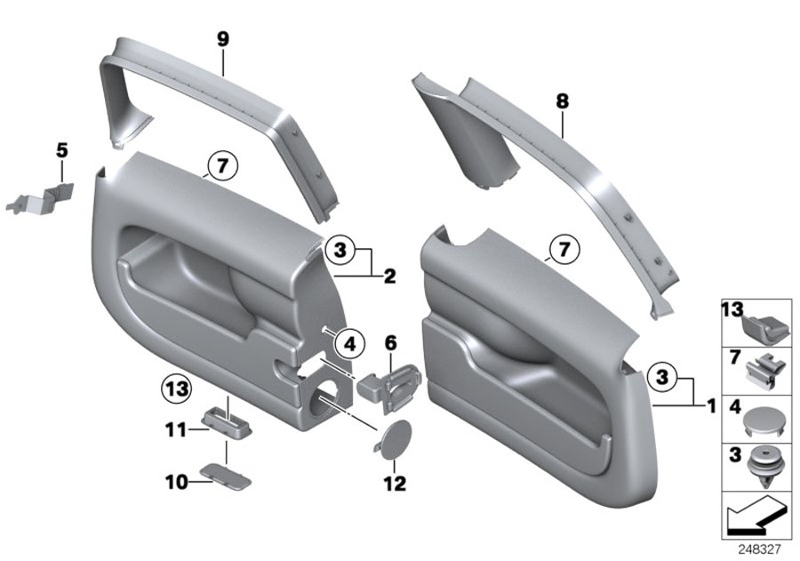 Diagram Trim panels, rear doors for your MINI