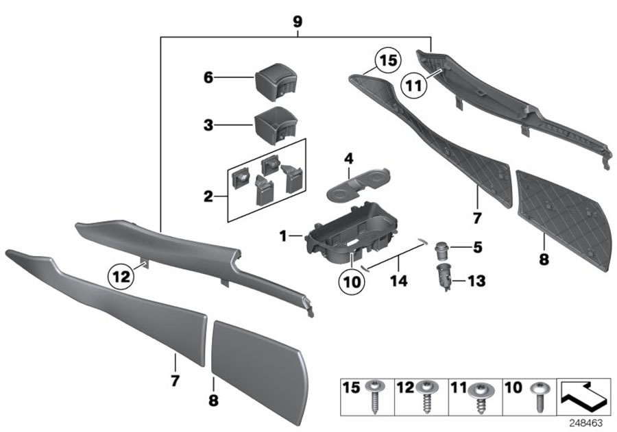 Diagram Mounting parts, center console for your 2007 BMW M6   