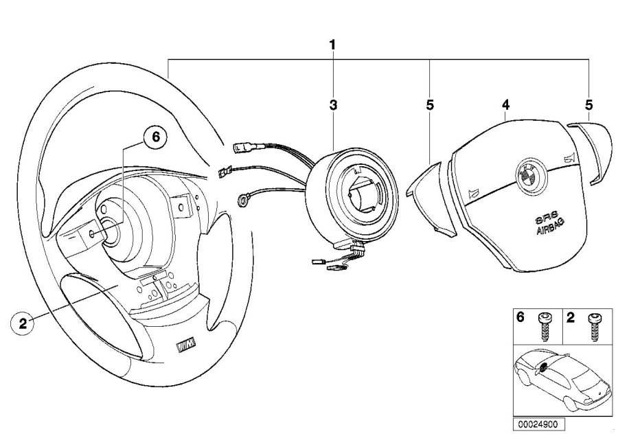 Diagram Airbag sports steering wheel, leather for your BMW 318is  