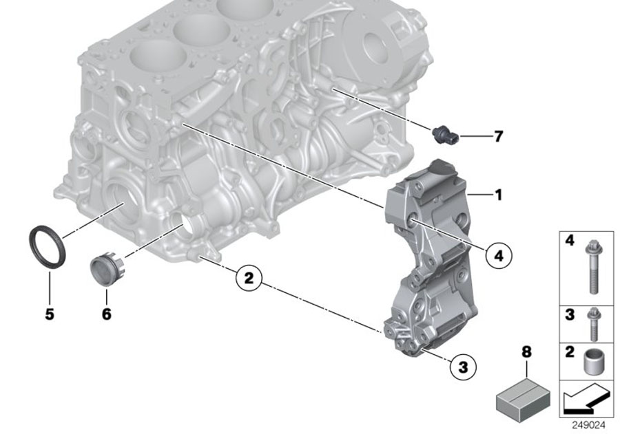 Diagram Engine Block Mounting Parts for your BMW