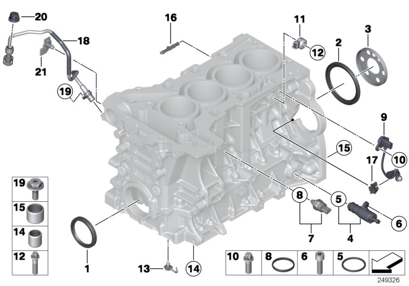 Diagram Engine Block Mounting Parts for your 2013 BMW 528iX   