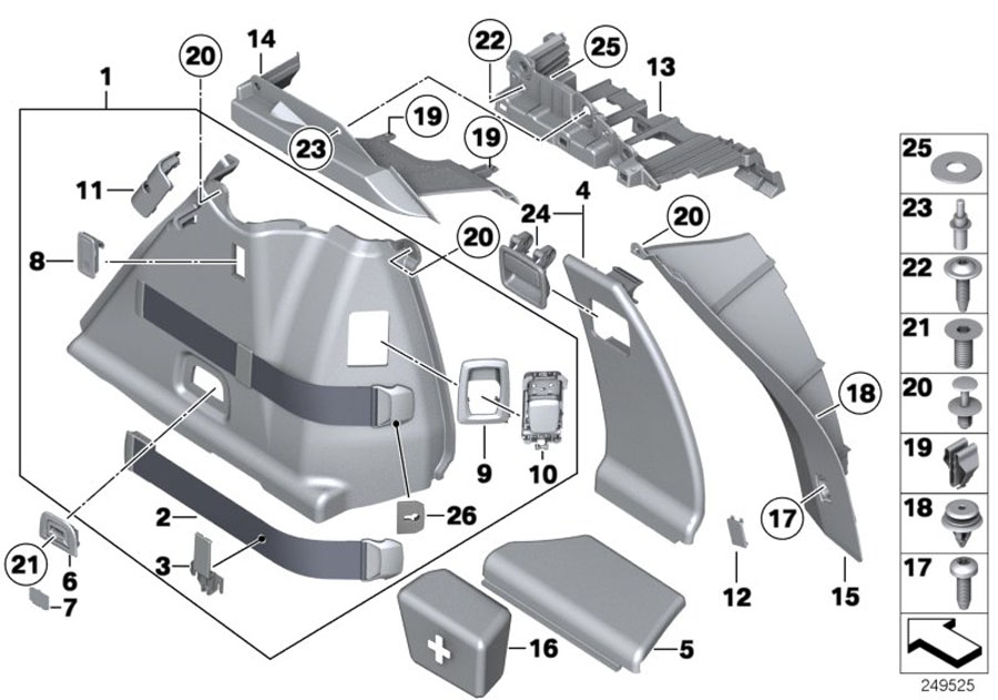 Diagram Right TRUNK TRIM for your BMW