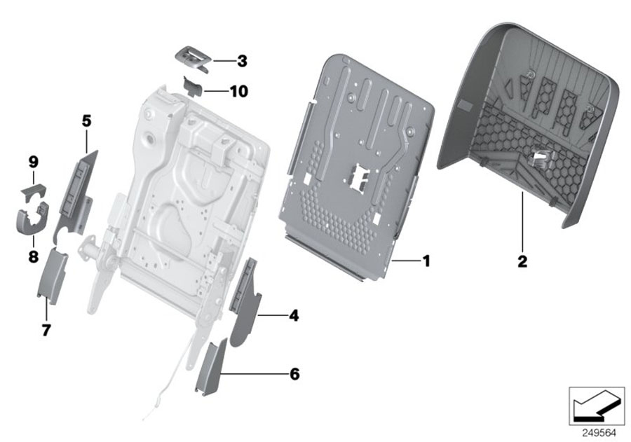 Diagram Seat, rear, backrest trim covers for your 2009 BMW M6   