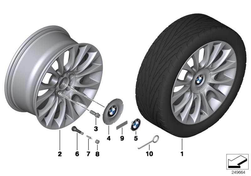 Diagram BMW LA wheel Individual V spoke 349-19"" for your BMW 650iX  