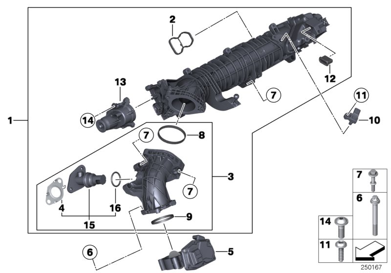 Diagram Intake manifold AGR with flap control for your 1987 BMW 635CSi   