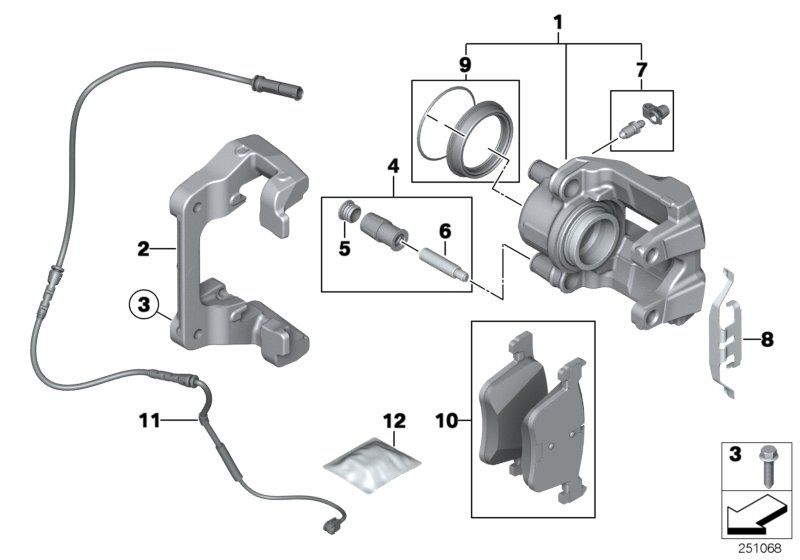 Diagram Front brake pad wear sensor for your 2014 BMW 328dX   