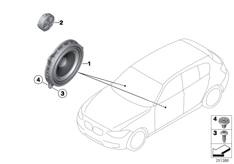 Diagram SINGLE PARTS F FRONT DOOR LOUDSPEAKER for your 2019 BMW M240i Coupe  