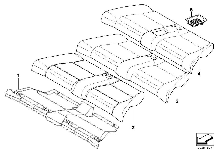 Diagram Seat rear, upholstery & cover base seat for your BMW