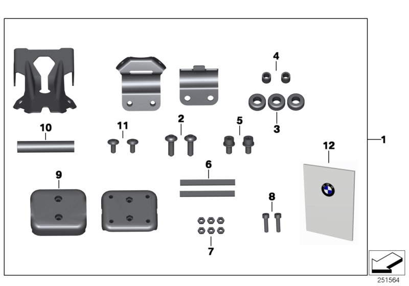 Diagram Mounting parts, BMW Motorrad Navigator for your 2010 BMW HP2 Sport   