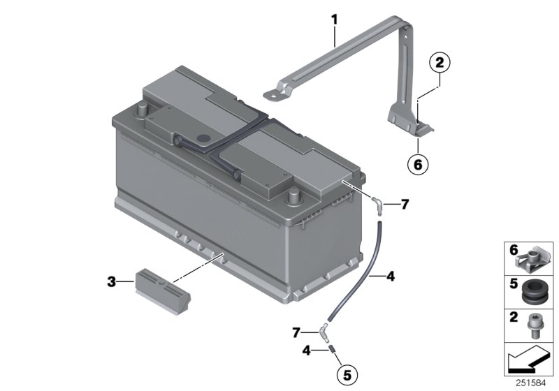 Diagram Mounting parts for 2nd battery for your BMW