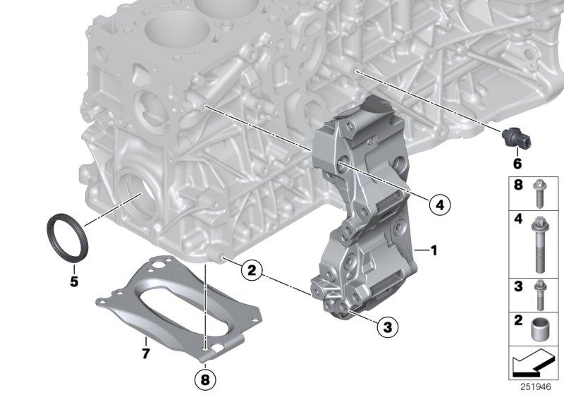 Diagram Engine Block Mounting Parts for your BMW