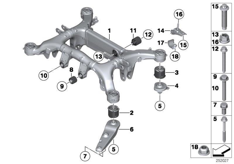 Diagram Rear axle carrier for your BMW X2  