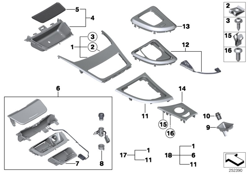 Diagram Mounting parts, center console for your 2011 BMW M3   