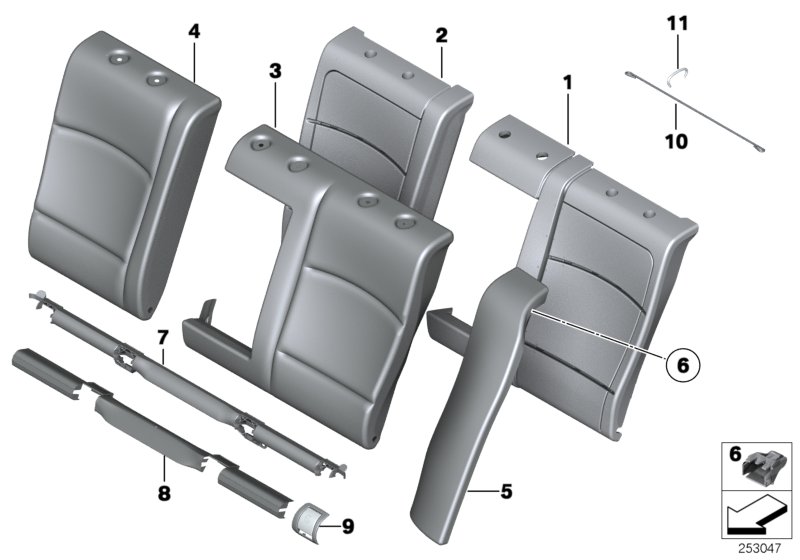 Diagram Seat, rear, uphlstry/cover, load-through for your 2006 BMW M6   