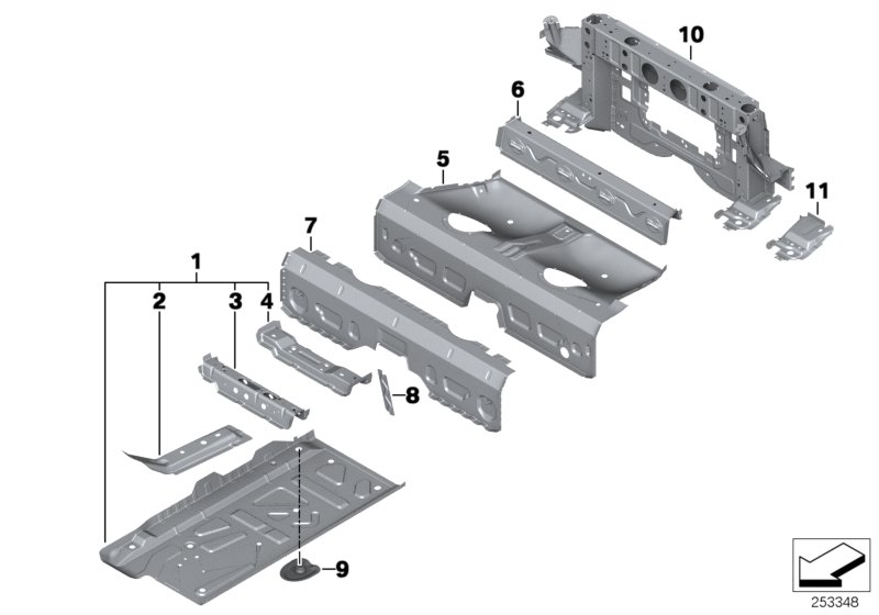 Diagram FLOOR PARTS REAR INTERIOR for your MINI