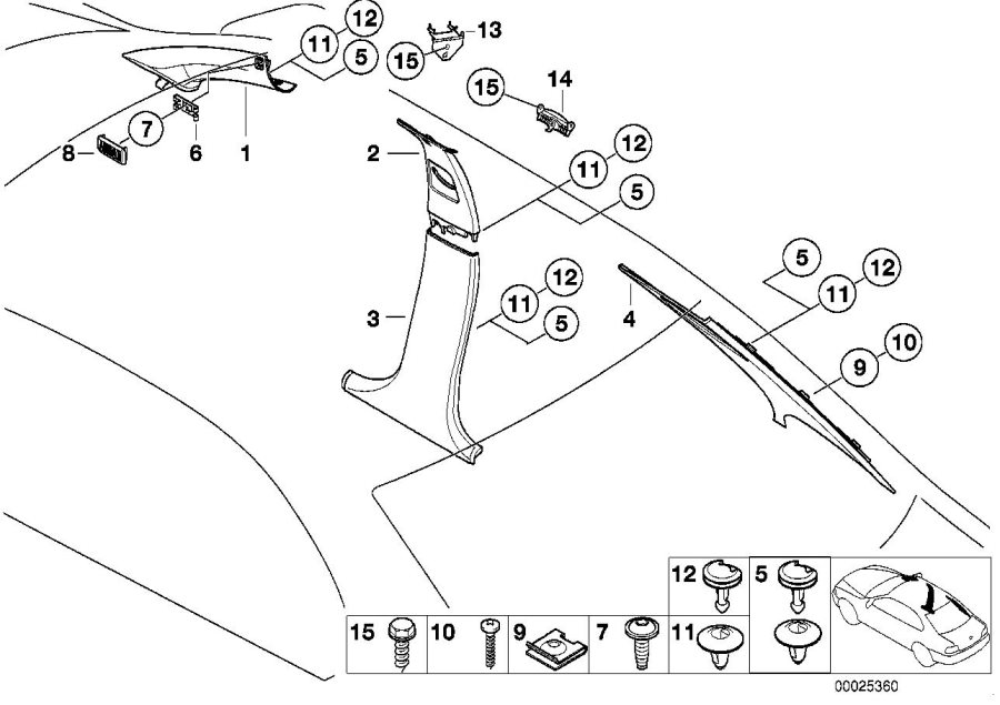 Diagram Trim panel a- / b- / c-column for your 2016 BMW 535i   