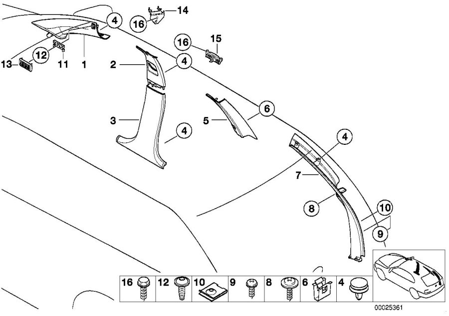 Diagram Trim panel a- / b- / c- / d-column for your 2023 BMW X3  30eX 