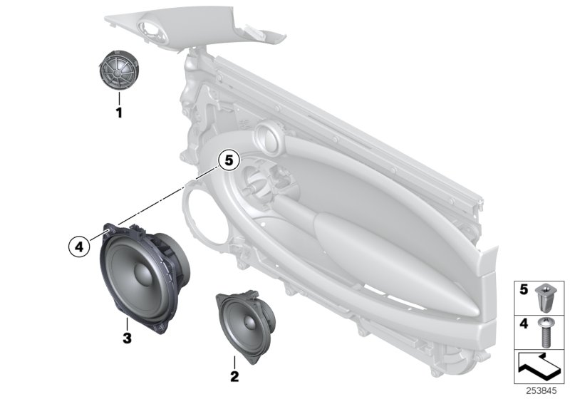 Diagram SINGLE PARTS F FRONT DOOR LOUDSPEAKER for your MINI