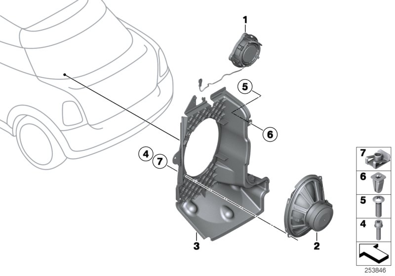 Diagram Separate components, speakers, rear for your MINI