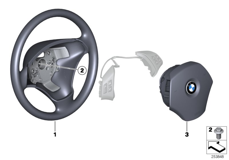 Le diagramme Volant cuir multifonction / airbag pour votre BMW