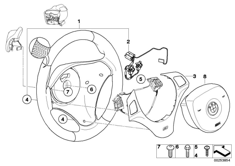 Le diagramme Volant sport M airbag multif./manettes pour votre BMW