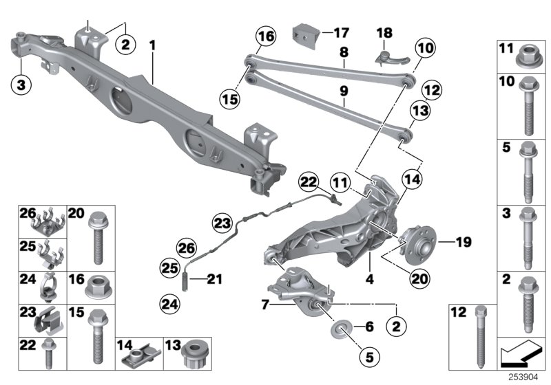 Diagram Rr axle support, wheel susp.,whl bearing for your MINI