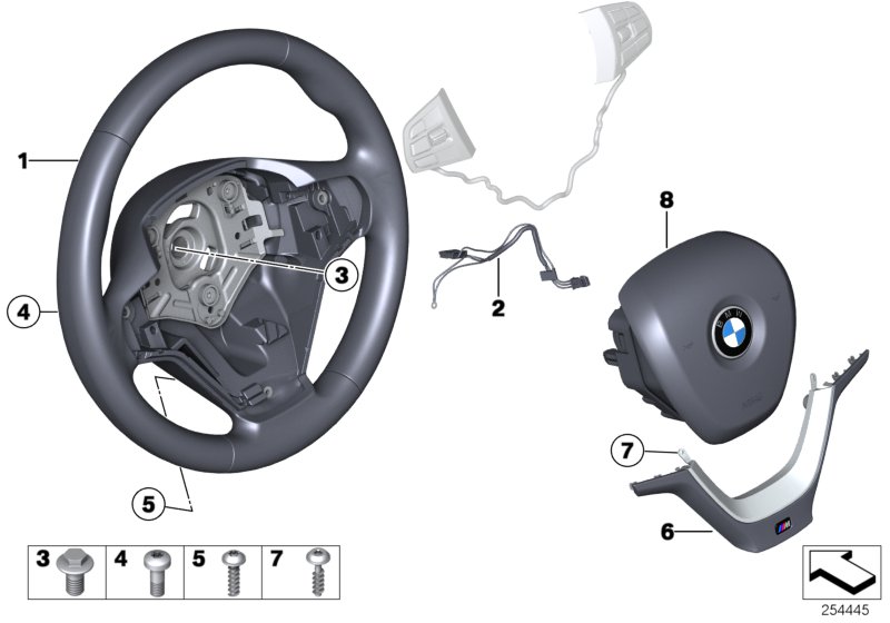 Le diagramme Volant sport M airbag multifonctions pour votre BMW