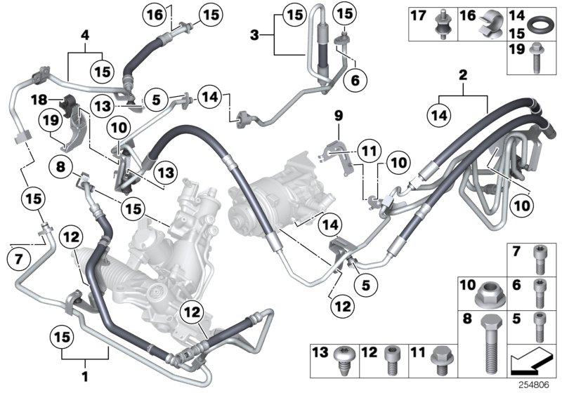 Diagram Power steering/oil pipe/dynamic drive for your BMW