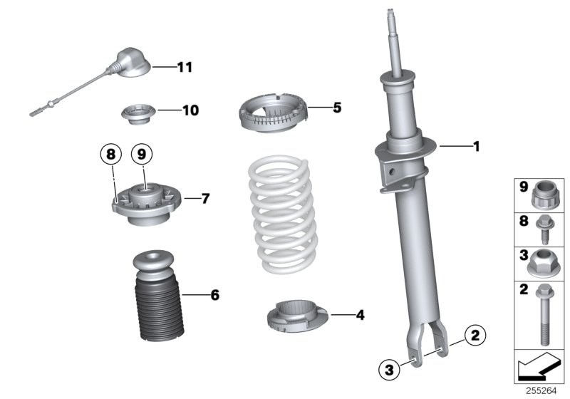 Diagram Strut, front, EDC/mounting parts for your 1988 BMW M5   