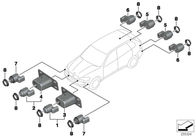 Diagram Park Distance Control (PDC) for your 1996 BMW