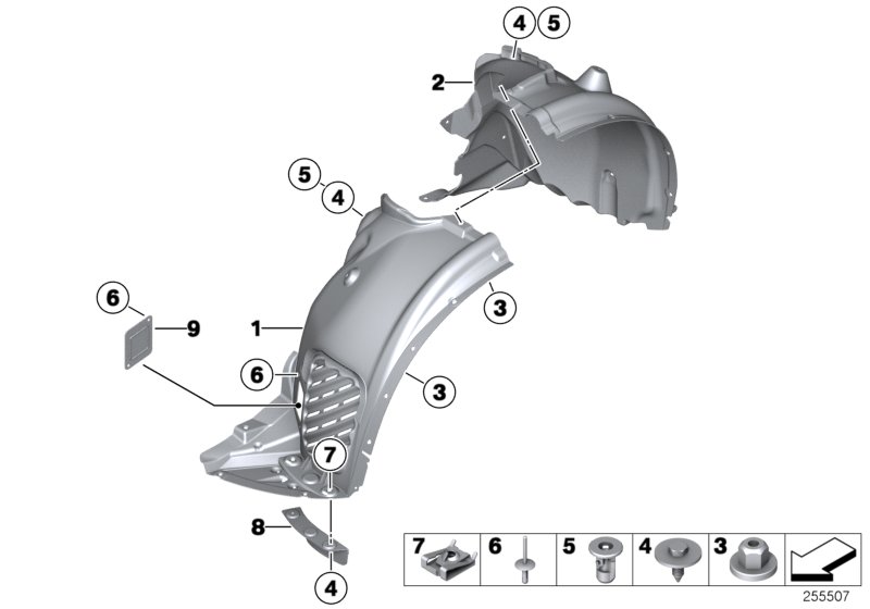 Diagram Wheel arch trim, front for your BMW X3  