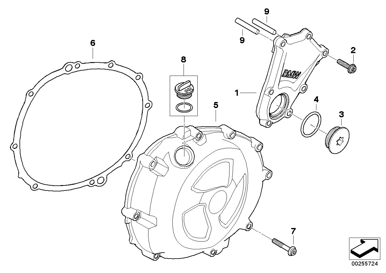 Diagram Engine housing cover, right for your BMW